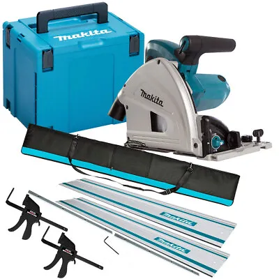 Makita SP6000J2 240V 165mm Plunge Saw With 2 X Guide Rail Connector Bar & Clamp • £485