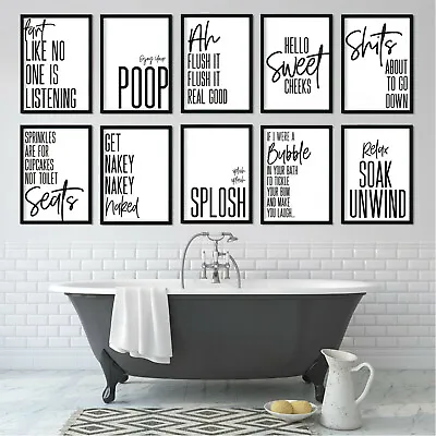 £4.99 • Buy Bathroom Prints Wall Art Poster Funny Humour Home Toilet Pictures Modern Minimal