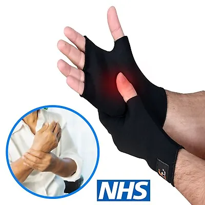 F+ Neoprene Compression Gloves Anti Arthritis Fingerless Hand Support Pain Relie • £6.25