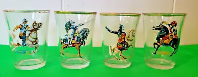 Vintage Set Of 4 Mid-Century Medieval Knights Musketeer Shot Glasses Barware • $9.99