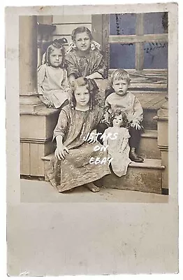 1911 Mahanoy City Pa Children Kids With Creepy Doll Real Photo Postcard Rppc • $49.99