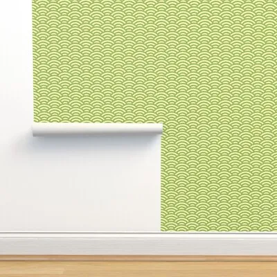 £8.71 • Buy Removable Water-Activated Wallpaper Scallop Oolongpalette Lime Scales Japanese