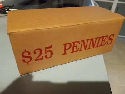 2500 Lincoln Wheat Cent/pennies $25.00 Bank Box 50 Rolls Total . • $289.95