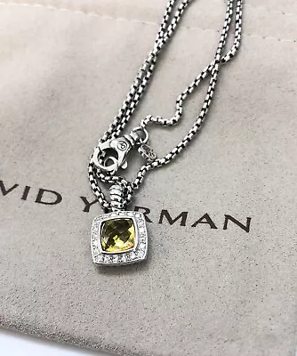 David Yurman Sterling Silver 7mm  Albion Lemon Citrine & Diamonds 18  Necklace • $199