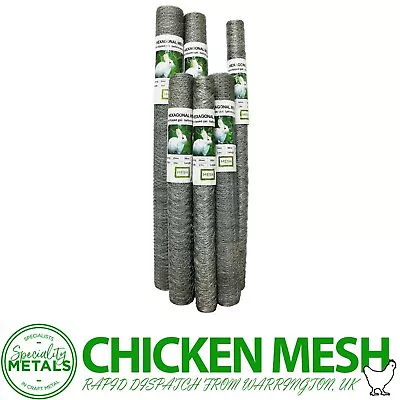 Galvanised Finish Hexagonal Chicken Wire Mesh Netting - 13mm- 25mm- 50mm Hole • £42.07