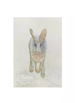 Hand Painted Running Hare Rabbit Original Painting By Kenna A5 Unframed • $65