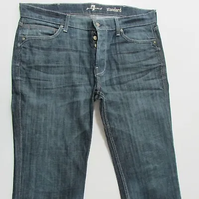 7 For All Mankind Jeans Mens W38 L34 Straight Blue Denim Button Fly Standard • $44.95