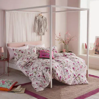 Cath Kidston Pink Bedding Story Tree Floral 100% Cotton Quilt Duvet Cover Set • £28.80