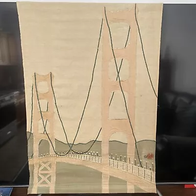 Don Freedman- Bridge 1985 Vintage Cotton Wall Art Hanging Tapestry 32”x48” #931 • $399.99