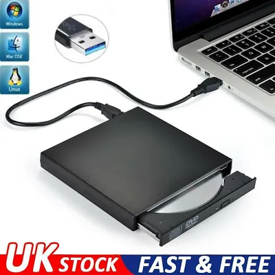 £12.99 • Buy USB External CD Burner DVD/CD Reader Player For Windows PC Laptop Computer 2022