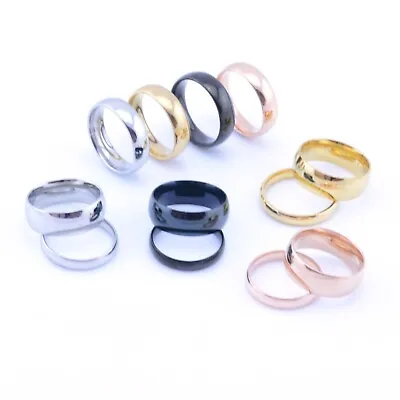 Wedding Band Ring Silver 18k Gold High Polished Stainless Steel UNISEX • £3.39