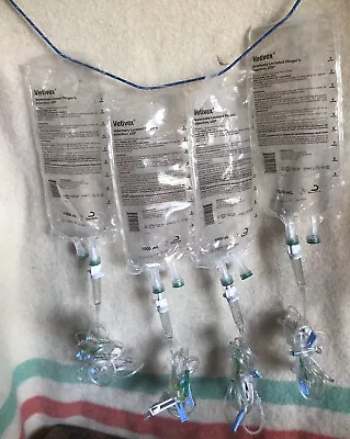 $9.75 • Buy 4 Empty IV Bags 1000ml LRS Ext & Primary Line Nursing Garden Prepper Halloween!