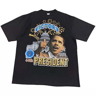 Vintage Barack Obama T Shirt Rap Tee Men's Black Size 2XL Glitter • $19.99