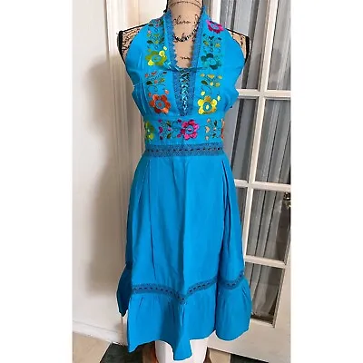 Mexican Hand Embroidered “Venus” Halter Dress M/L • $42.99