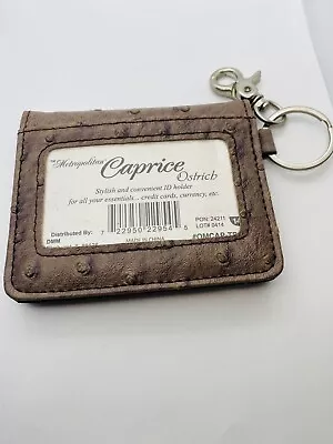 Caprice Ostrich Leather Light Brown Keychain ID Holder Wallet New Metropolitan • $39.99