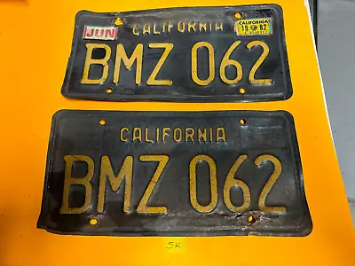 Vintage California Black License Plates Pair - BMZ 062 • $49.95