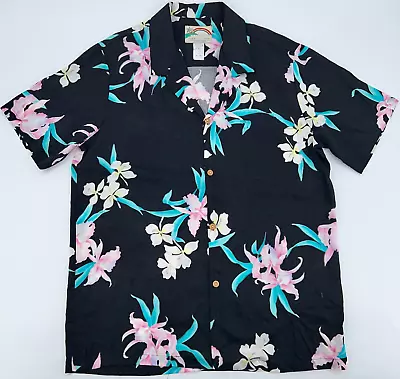 Vtg 80s PARADISE FOUND ORCHID RAYON BUTTON-UP Shirt L Beach Hawaiian Magnum PI • $50.99