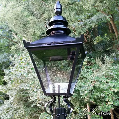 Black Victorian Garden Street Post Lamp 90cm Vintage Lantern Top Old Metal Light • £143.99