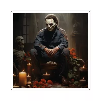 Halloween Theme Michael Myers Square Stickers | Horror Movie Decor  • $3.38