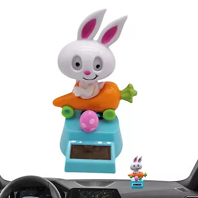 Solar Dancing Figurines Rabbit Sitting In Carrot Car Dashboard Decor Wobble Toy  • £6.88