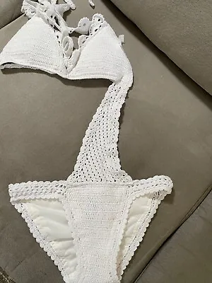New Beauty And The Beach Crochet Monokini Swimsuit One Piece Bikini Maillot XS • $29.50