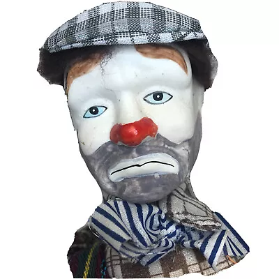 Vintage Porcelain Hobo Clown Doll 20 Inch Posable Sits & Stands Hand Painted • $24.48