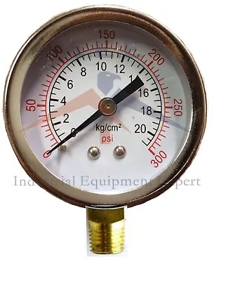 $7.49 • Buy Air Compressor Pressure / Hydraulic Gauge 2  Face Side Mount 1/4  NPT 0-300 PSI
