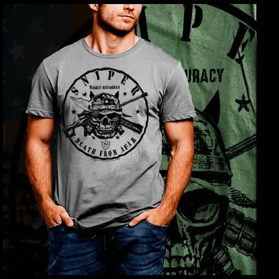 Sniper T-shirt Military Infantry Scout Tactical Tier 1 Ops Crossed Rifle Knife • $19.99