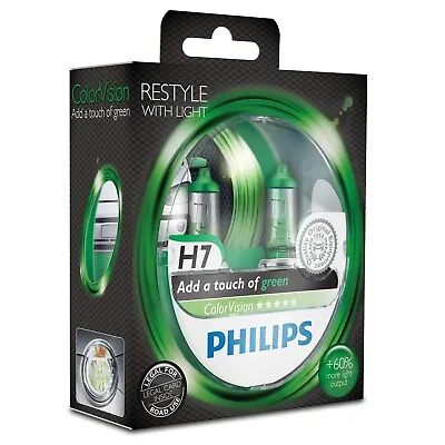 Philips 2x H7 12V 55W Color-Vision Green Halogen Bulbs Headlight Lamps Green • $24.79