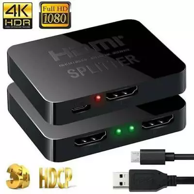 HDMI Splitter 1 In 2 Out 4K HDMI Dual Splitter Support For HDTV/DVD/Projector  • $14.99