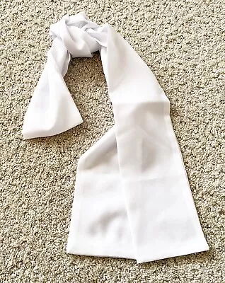 Mens Womens Scarf/Cravat/Ascot White Bow Tie Classic Square Wedding Vintage • $10