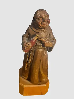 Anri Toriart Monk W/ Wine Bottle 5.5  Vtg.  Wood Carving Made In Italy • $32.99