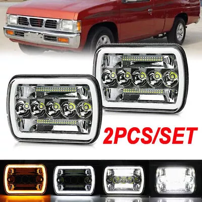 $41.75 • Buy Pair 7x6'' 5x7 Inch LED Headlights Hi-Lo Beam DRL For Nissan Pickup Hardbody D21