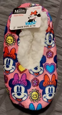 New Fuzzy Babba Toddler Girls Slipper Socks 3T-4T Disney Minnie Mouse -4621 • $8.24