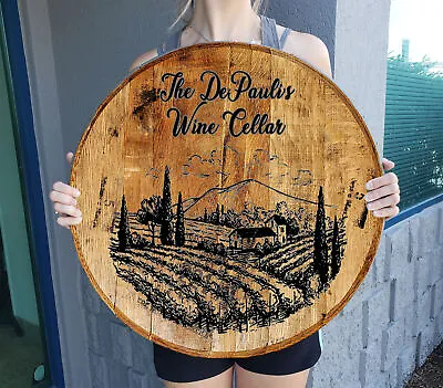 Tuscan Vineyard Wine Cellar Bar Sign Gift Personalized Whiskey Barrel Home Decor • $89.95