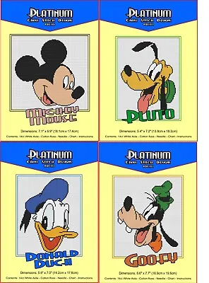£35.99 • Buy 4 X Disney Counted Cross Stitch Kits 14ct Mickey Mouse,Donald Duck,Goofy,Pluto 