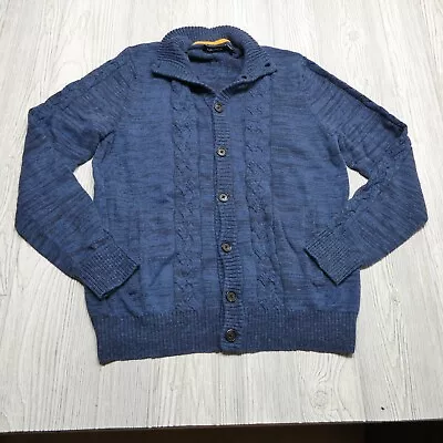 Nautica Sweater Adult Medium Heather Blue Cable Knit Button Down Cardigan Mens • $21.05