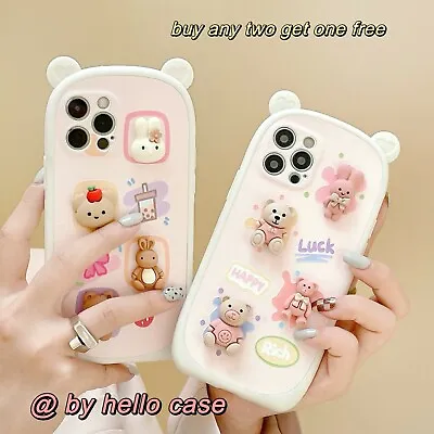 $14.89 • Buy Cute Cartoon 3D Bear Bunny Case Cover For IPhone 13 12 11 X XR Plus MAX 7 Se