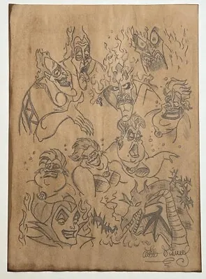 Walt Disney (Handmade) Drawing On Old Paper Signed & Stamped • $100