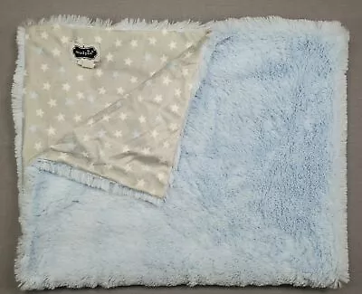 Mud Pie Light Blue Gray Fuzzy Minky Star 30 X34  Blanket • $20.99
