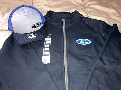 Ford Mustang Gildan Zipper Crew Sweatshirt / Trucker Hat Combo Large  NEW • $59.99