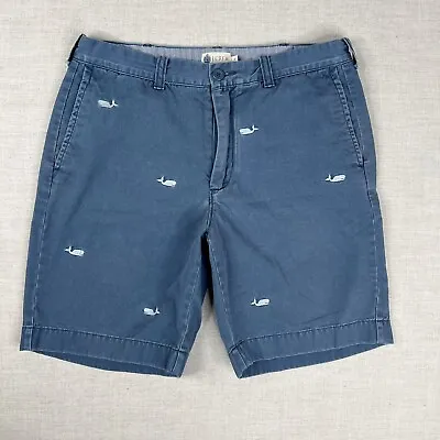 J Crew Chino Shorts Mens W34 X L8.5 Blue Whale Flat Front Pockets Vintage 90s • $14.99