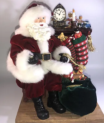 £147.17 • Buy Very Rare Piece Santa Sitting Next To Fireplace Statue 10” W Gift Bag/Stockings