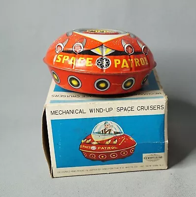 VTG Space Patrol Japan TT Takatoku Mechanical Wind Up Tin Toy Flying Saucer Work • $124.20