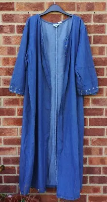 £40 • Buy Vintage Blue Denim Jacket Coat Maxi Cardigan Oversized 2XL