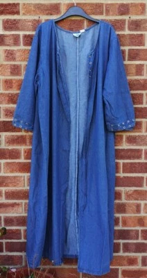 £40 • Buy Vintage Blue Denim Jacket Coat Maxi Cardigan Oversized 2XL