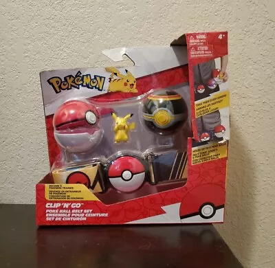 $29.99 • Buy Pokemon Pikachu With Luxury Ball & Poke Ball Clip 'N' Go Poke Ball Belt Set NEW
