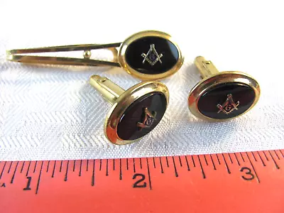 VINTAGE ~ MASONIC Men's Cufflinks  & Tie Tack GOLD FILLED 10K  ~ Nice Lot • $19.99