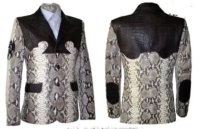 Real Python Snake Hides Genuine Crocodile Skins Trim Jacket Coat All Size • $153.29