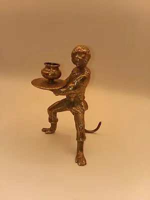 Vintage Monkey Butler Brass/Bronze Candle Holder • $106.89